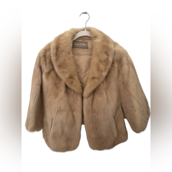 Lazarus Columbus furs natural light brown mink royal quality cape poncho - Picture 2 of 12